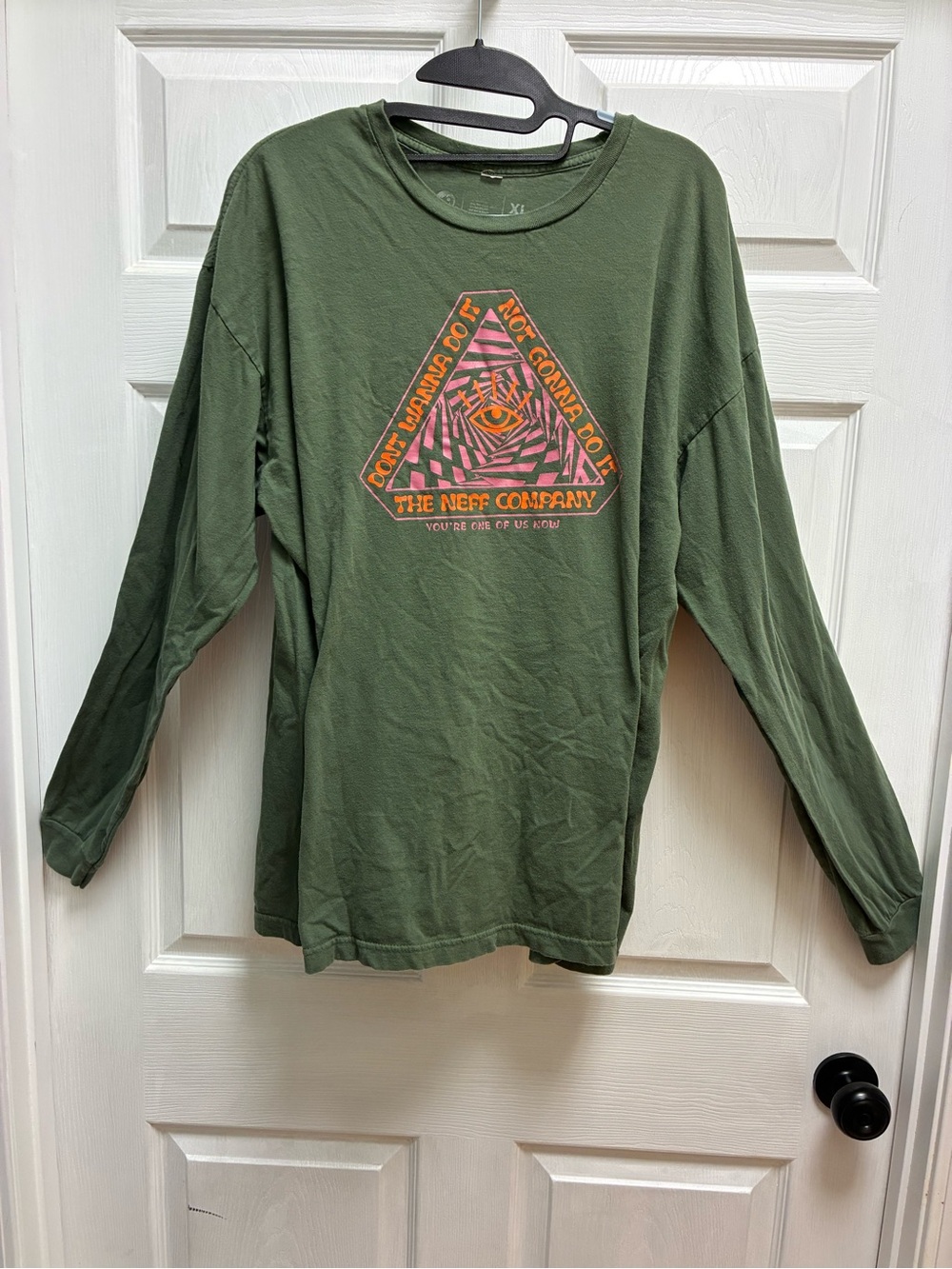 Vintage Y2K NEFF “The NEFF Company” Graphic Long Sleeve Tee – Olive Green – XL